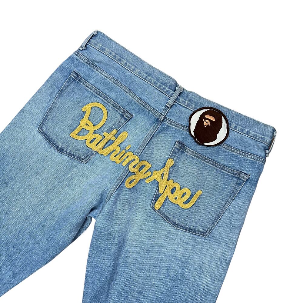 36" Waist XXL Bape 2008 Slim Taper Embroidered Jeans